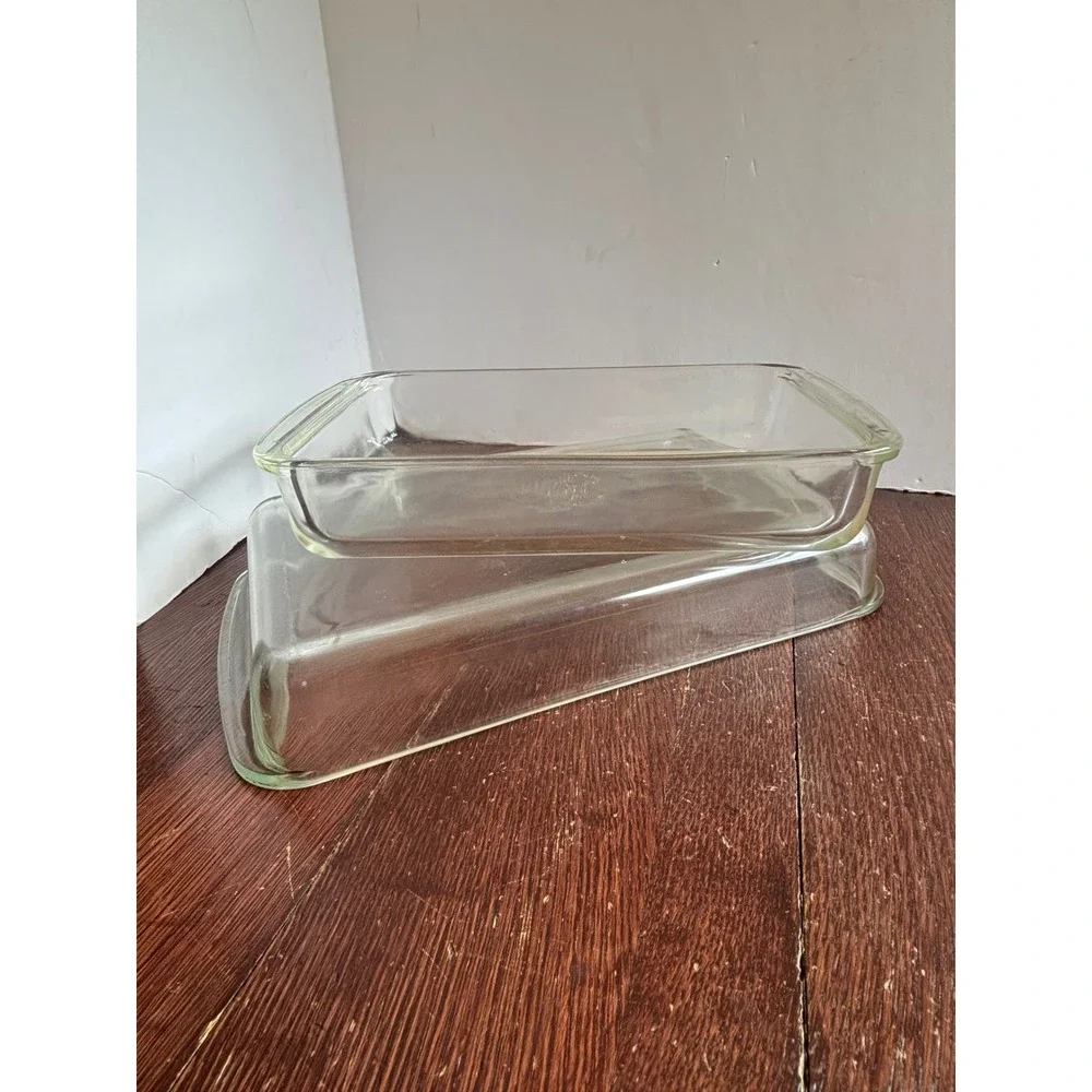 Vintage Pyrex Clear Glass Baking Dish Set 231‎ 1.5 QT & 232 2 QT Rectangular USA